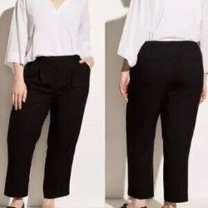 Vince. Black Trousers plus size pull on size zip front  belt brown buckle sz 16